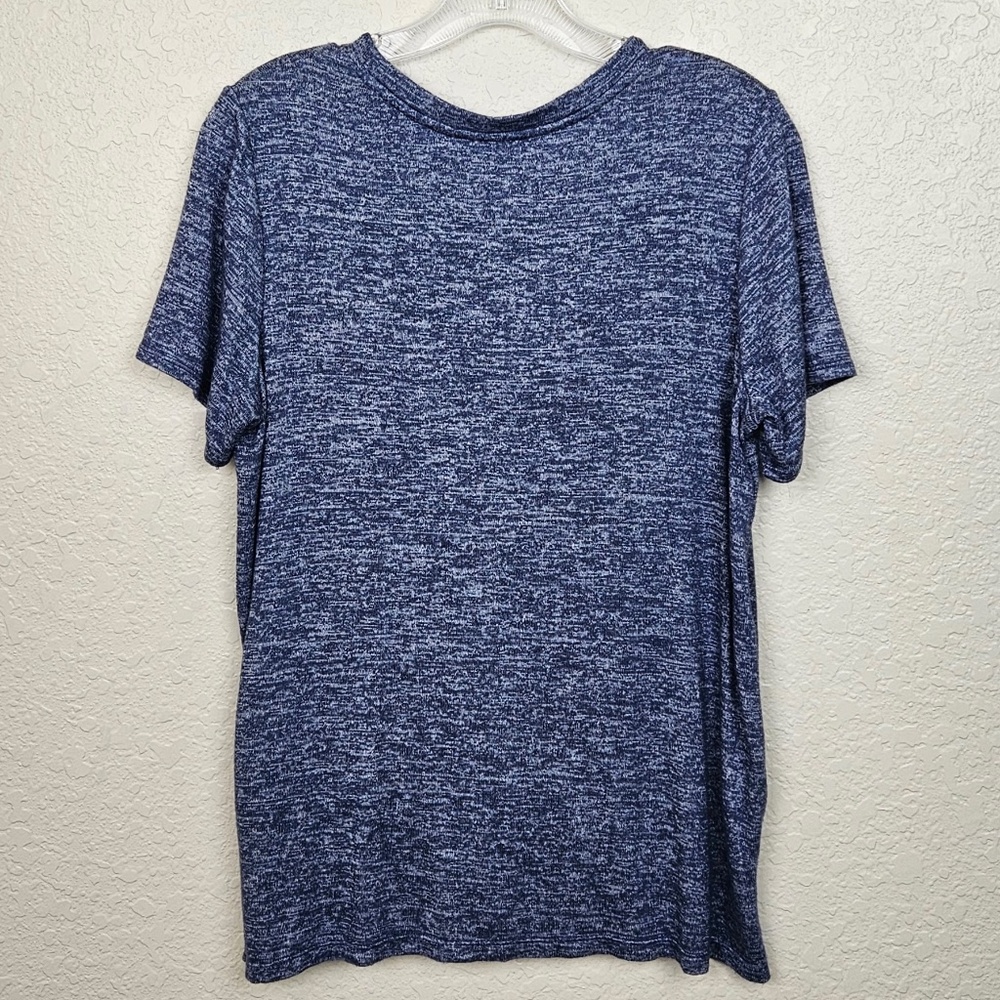 Calvin Klein Blue Heather Faux Wrap V-Neck Stretch Blouson T-Shirt Women's Small - Picture 3 of 6